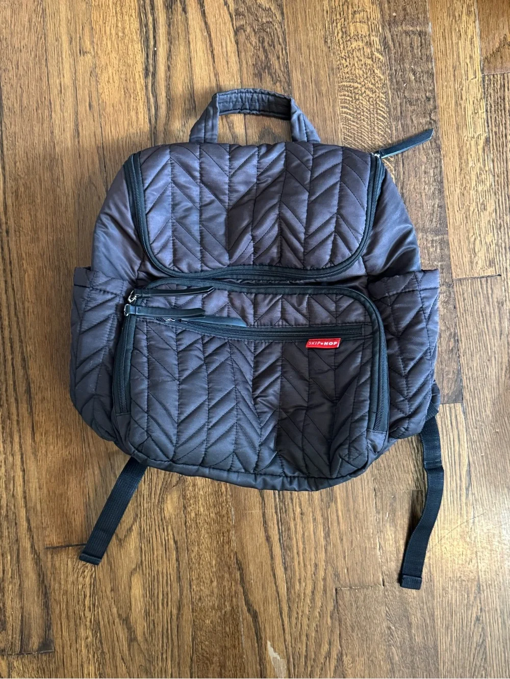 Skip Hop Quilted Diaper Bag Backpack with Organizer Pouches Black/Turquise